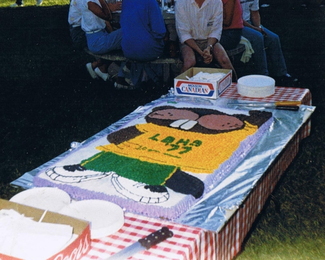 one very large beaver cake 
